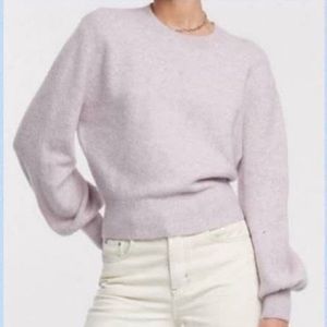 & Other Stories Cropped Puff Sleeve Crew Neck Sweater Women’s in Lavender